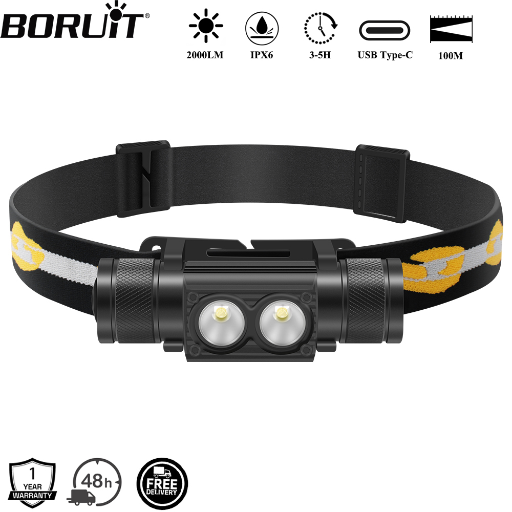 Lolin D32 - BORUiT D25 デュアル LED ヘッドランプ 2000LM